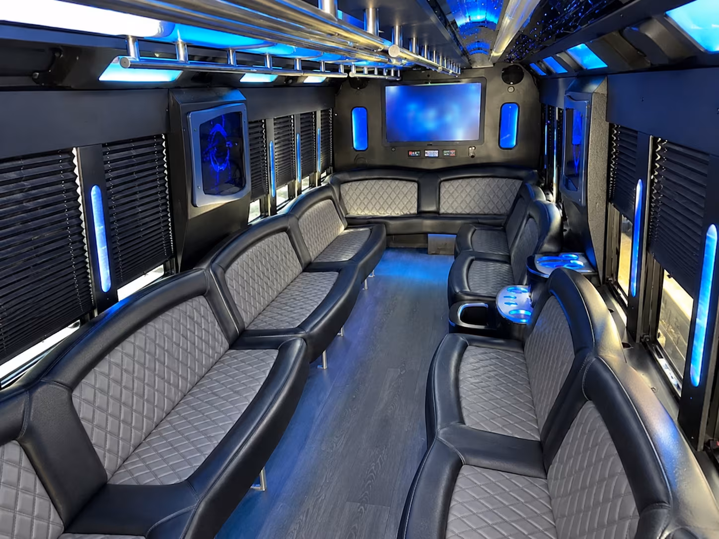 Group beside a Mercedes Sprinter limo in Knoxville